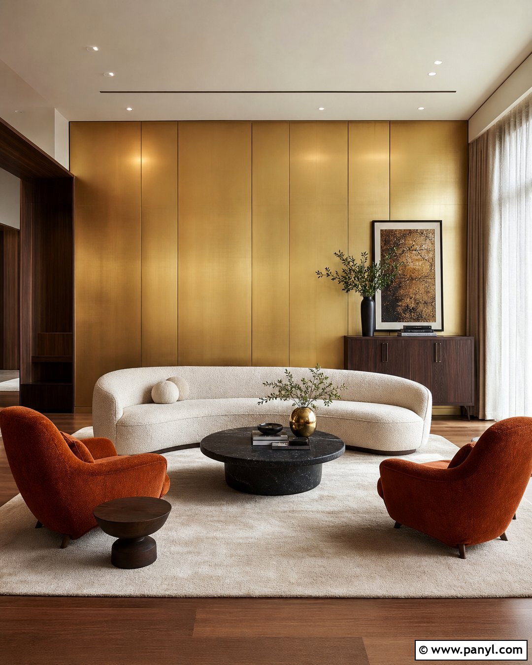 Brushed Gold Panel Wall - 35 golden wall ideas