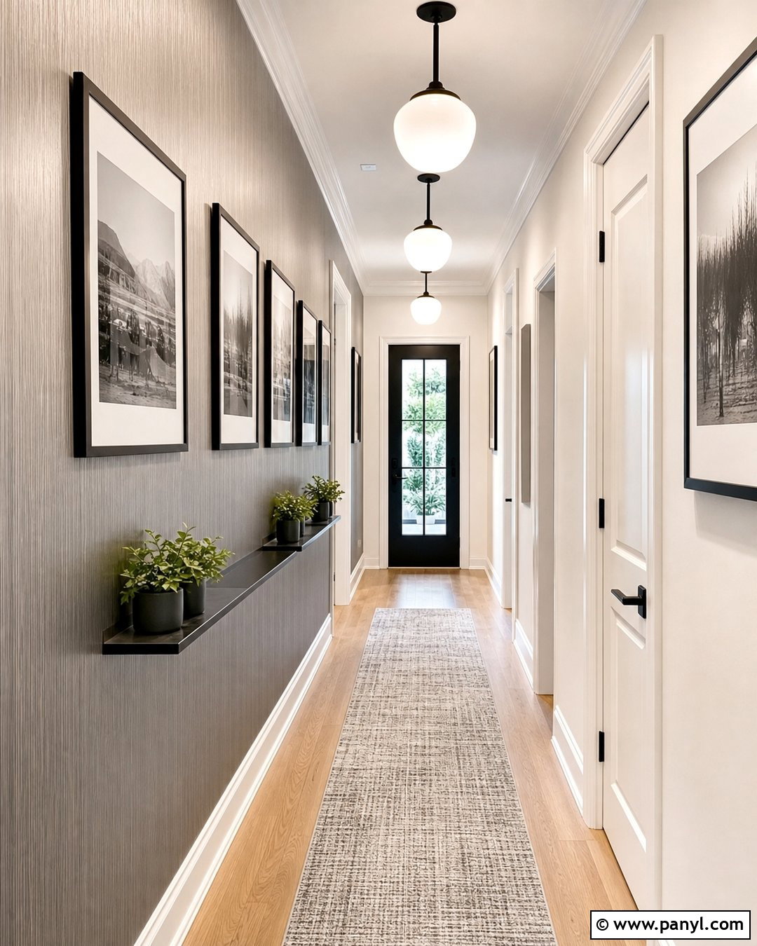Brushed Nickel Metallic Hallway Wall - 35 metallic paint walls