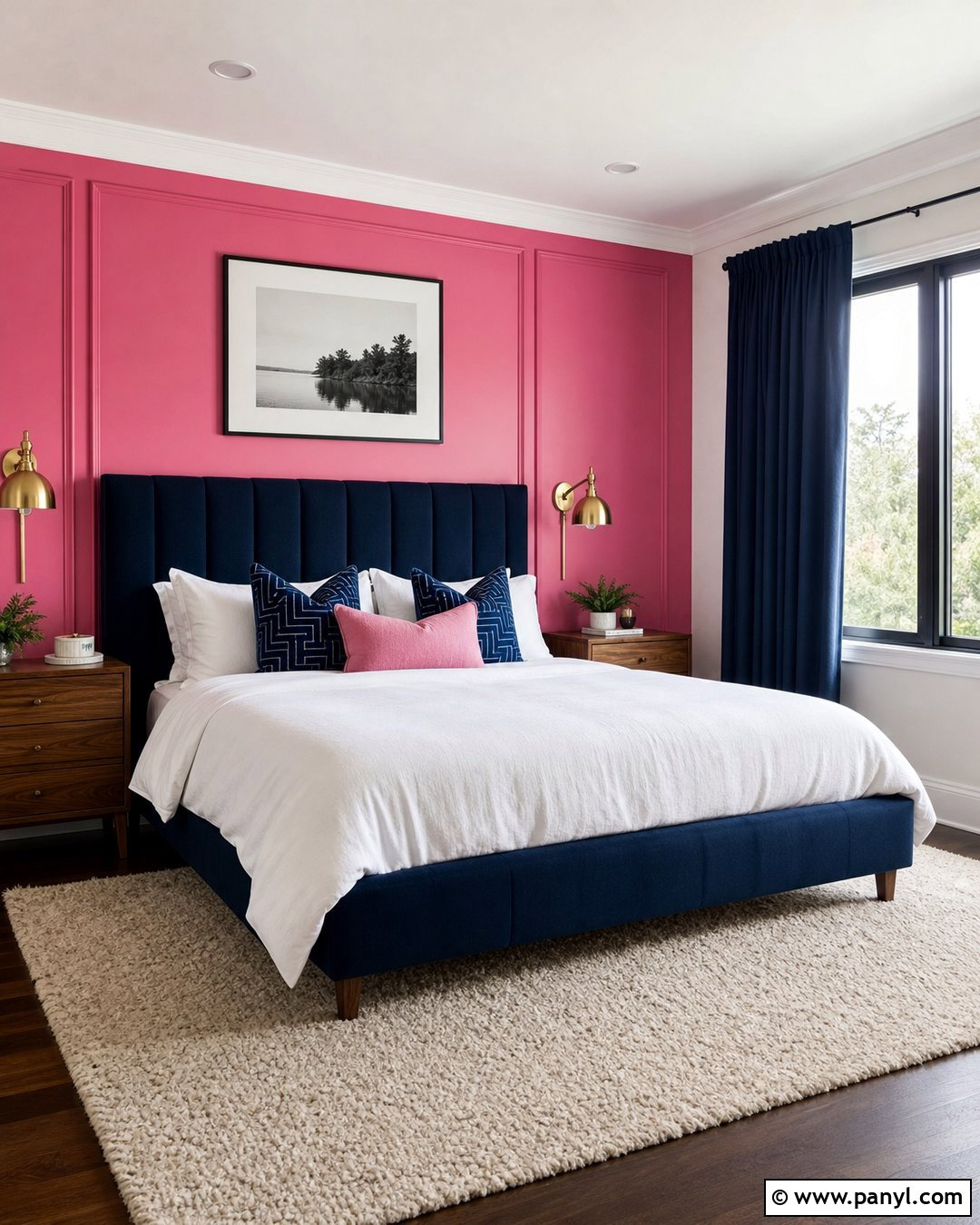 Bubble Gum Pink Bedroom With Navy Blue - 20 Bubble Gum Pink Wall Paint Ideas