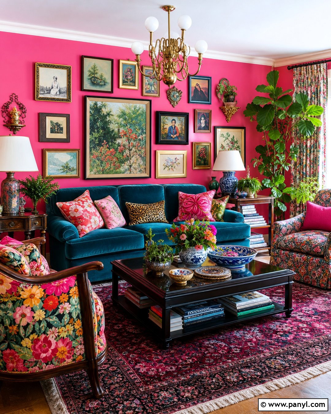 Bubble Gum Pink Maximalist Living Room - 20 Bubble Gum Pink Wall Paint Ideas