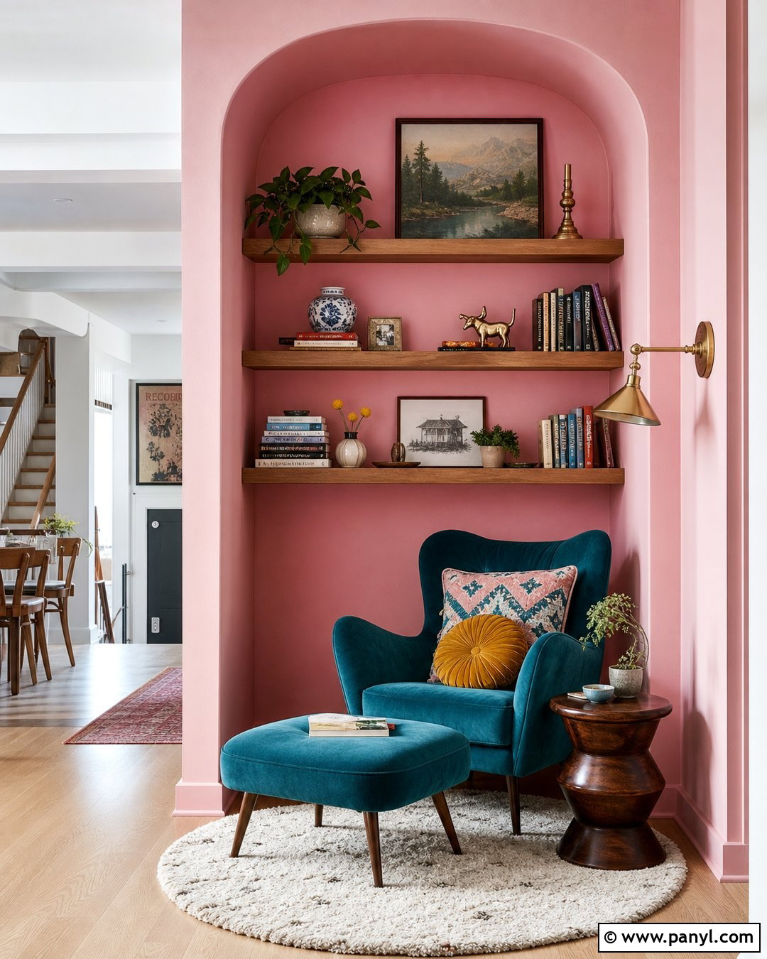 Bubble Gum Pink Reading Nook With Teal Seating - 20 Bubble Gum Pink Wall Paint Ideas