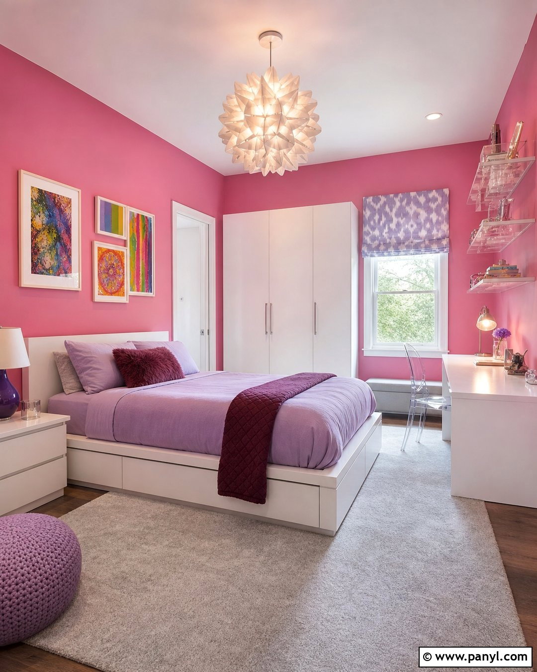 Bubble Gum Pink Teen Bedroom With Lavender - 20 Bubble Gum Pink Wall Paint Ideas