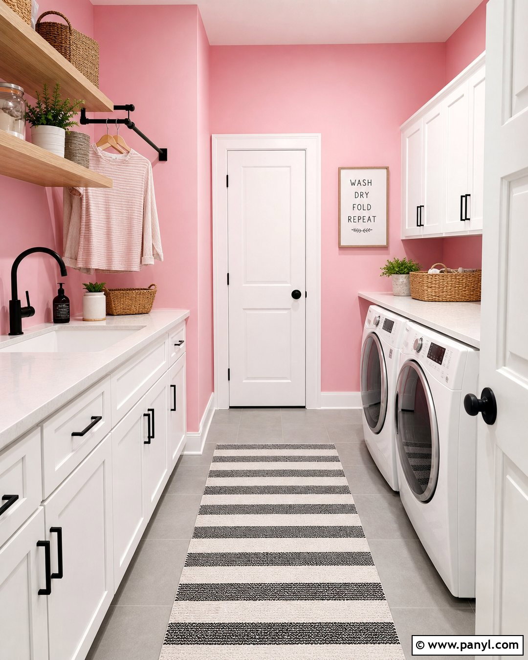 Bubblegum Pink Laundry Room Walls - 35 Pink Painted Walls