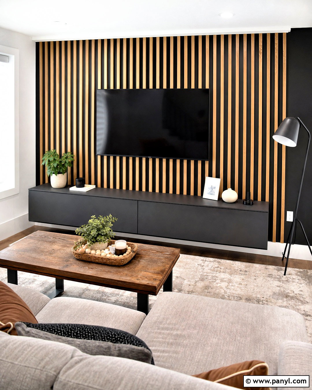 Budget DIY Slat TV Wall - 20 slat wall behind tv ideas