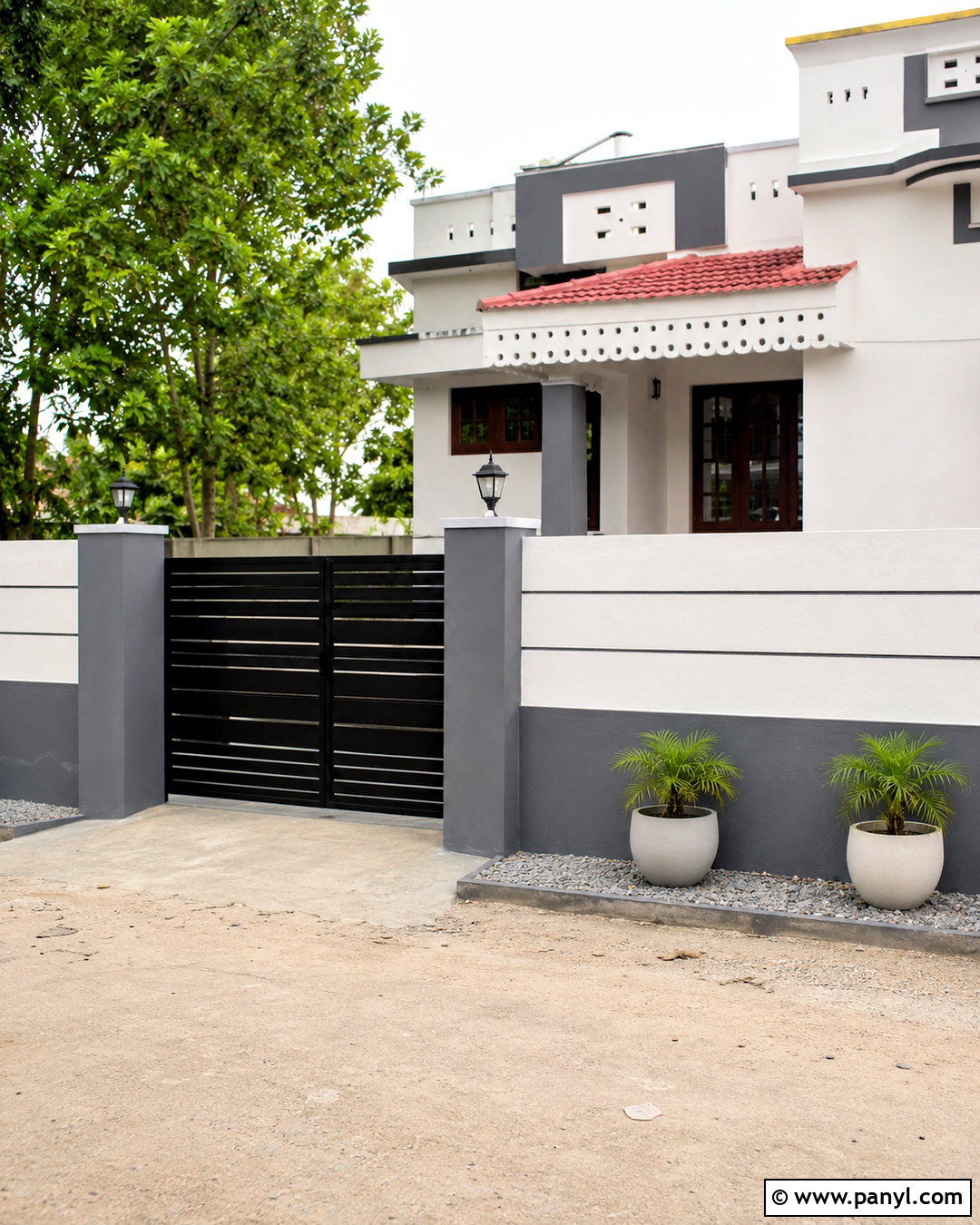Budget Two Tone Compound Wall - 20 compound wall design exterior indian simple ideas