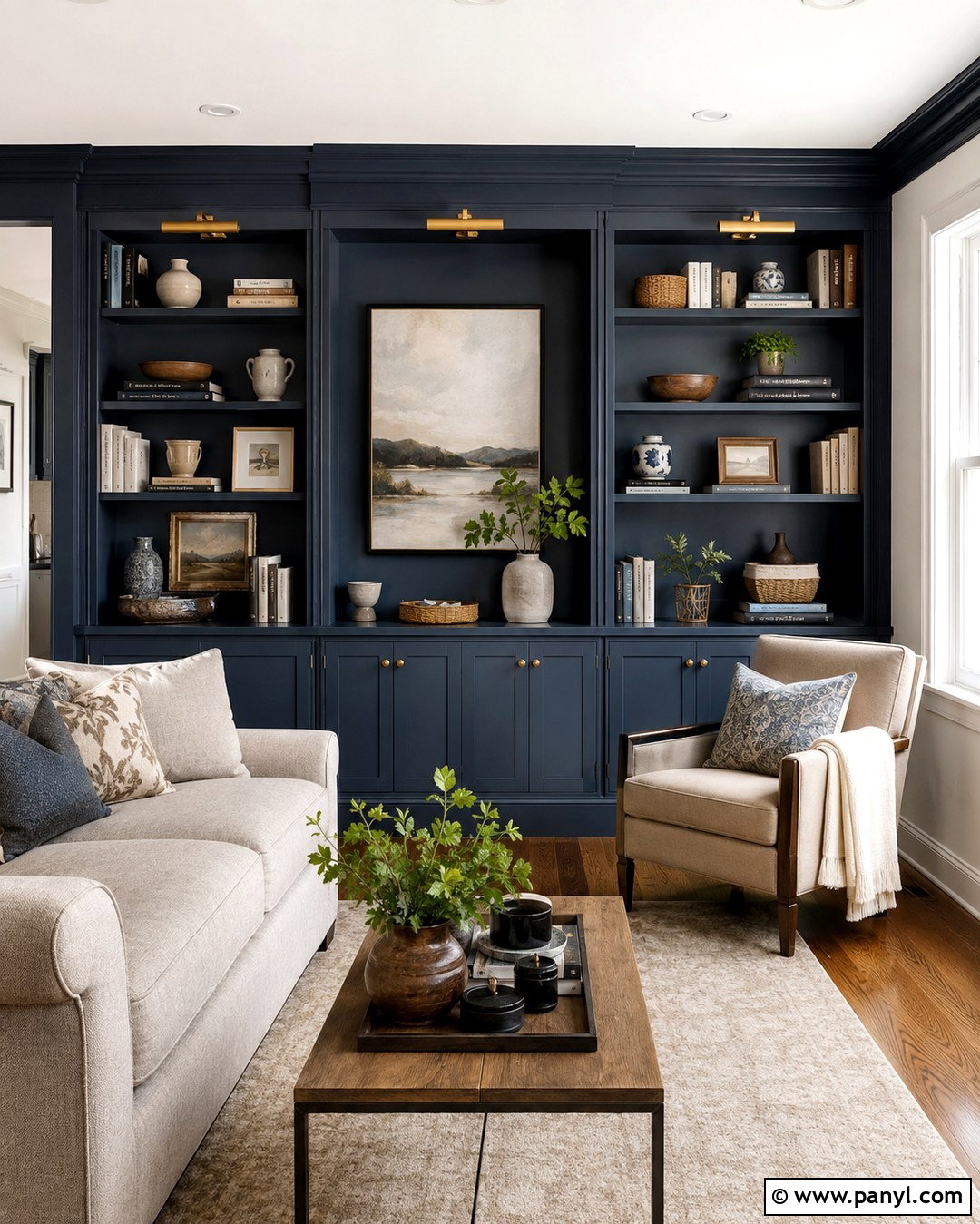 Built-In Bookcase Wall - 20 Which Walls To Paint Accent Ideas