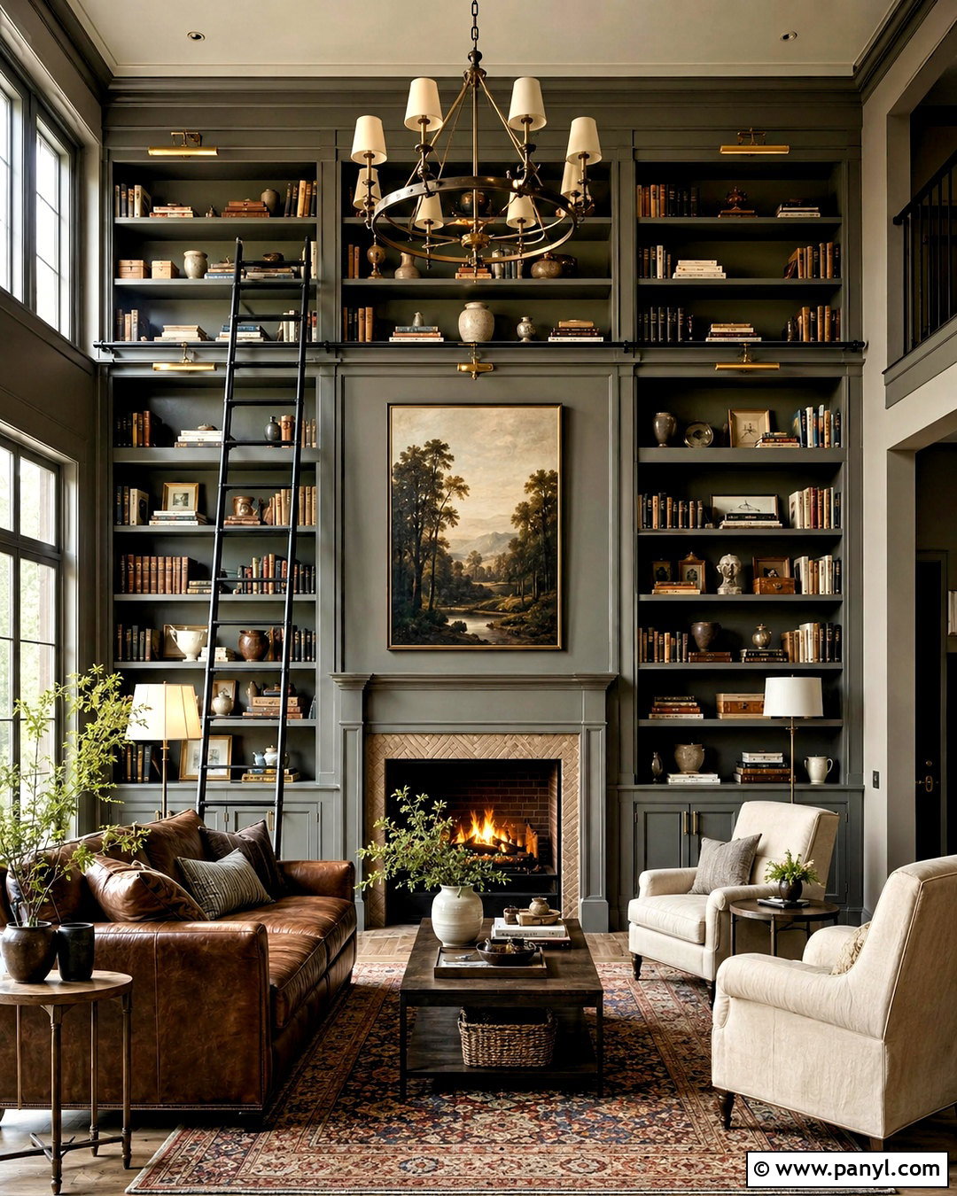 Built-In Bookshelf Accent Wall - 35 tall accent wall high ceilings