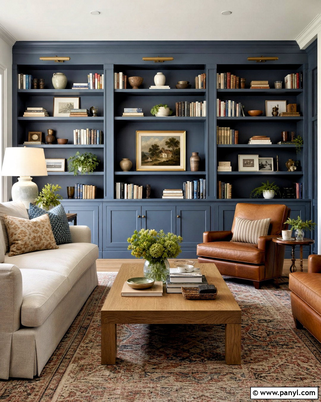 Built-In Bookshelf Accent Wall - 20 cool accent wall ideas