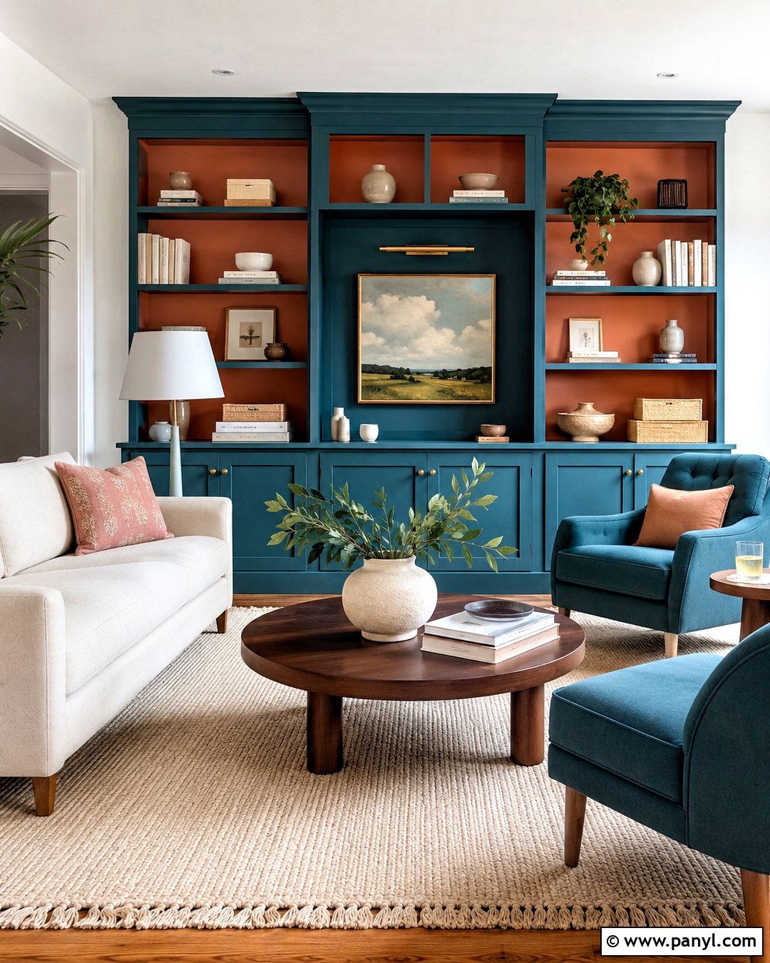 Built In Colour Blocking Shelves - 20 colour blocking interior ideas