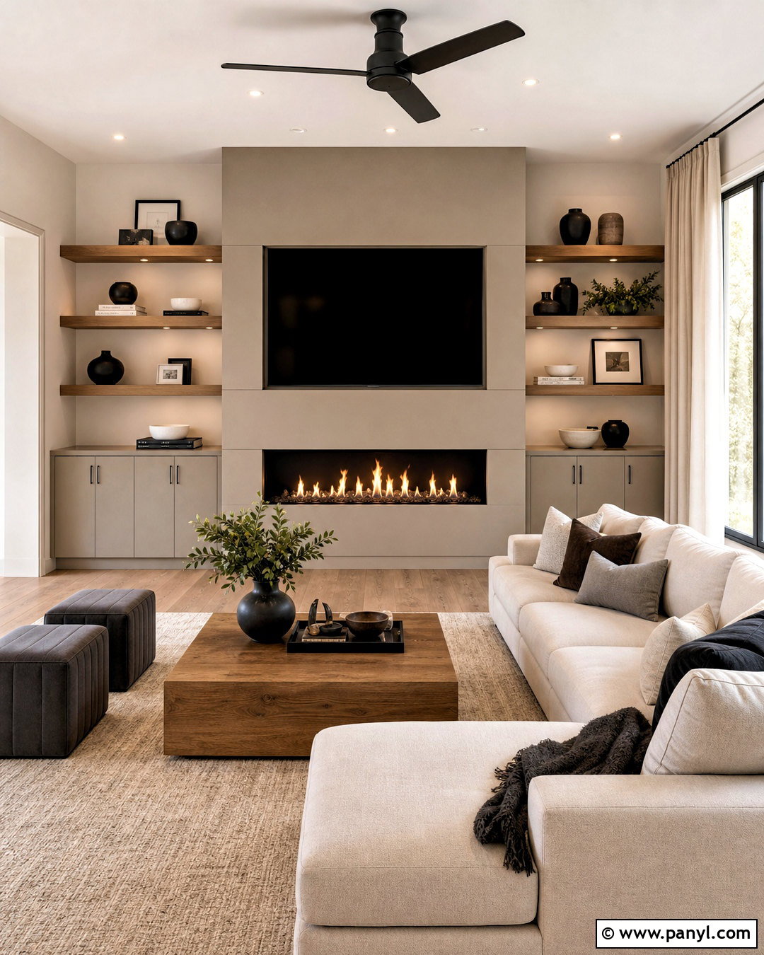 Built-In Fireplace Media Wall - 20 fireplace accent wall ideas