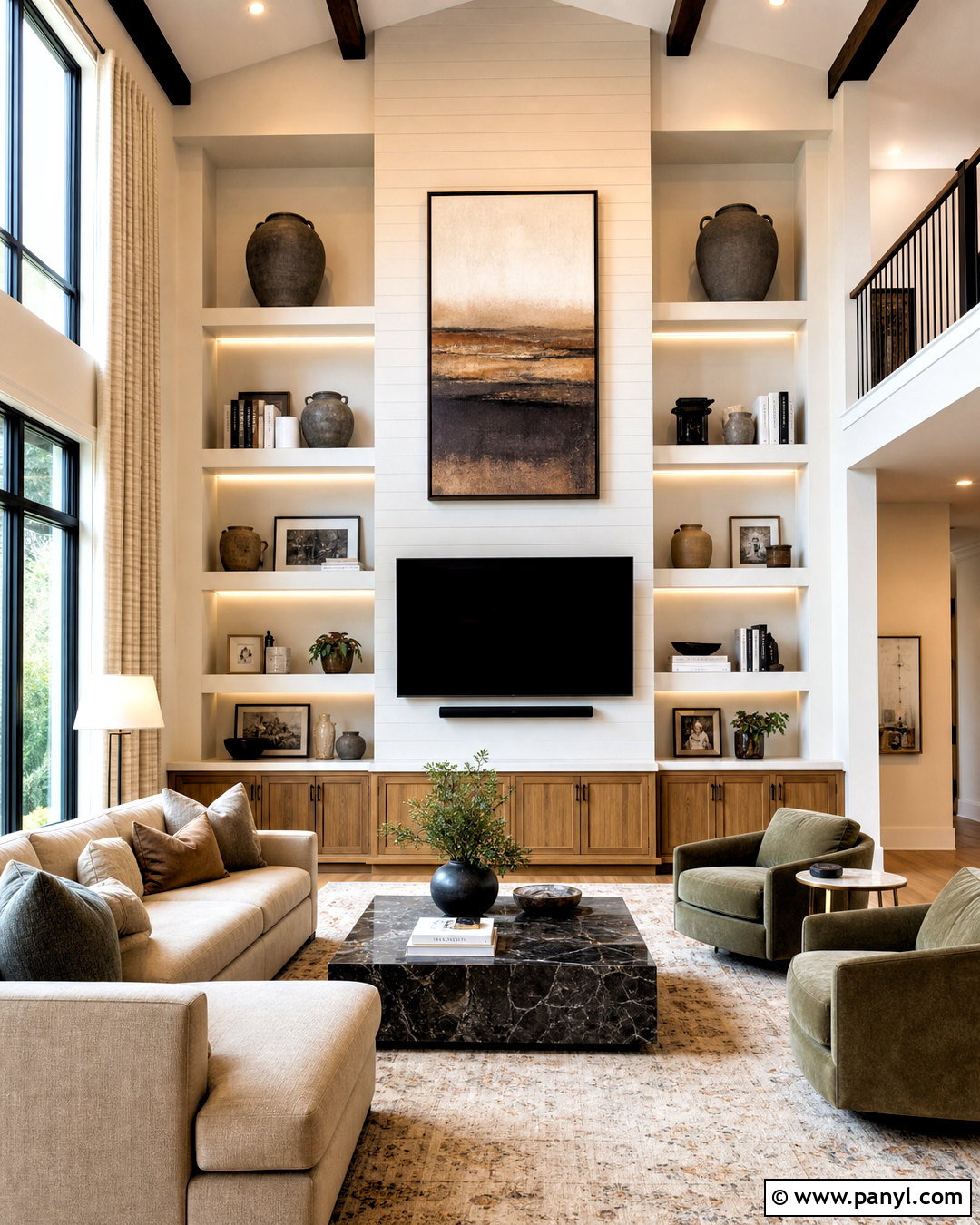 Built In Media Wall - 20 how to decorate tall walls high ceilings