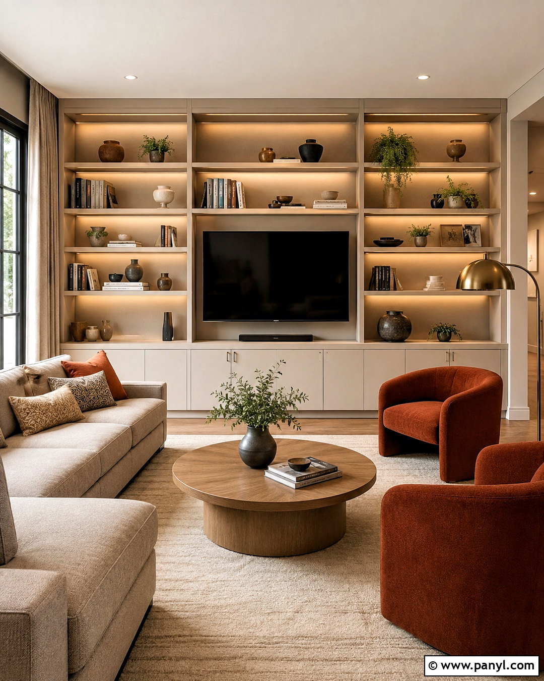 Built-In Shelf Wall Design - 20 drawing room wall design modern ideas