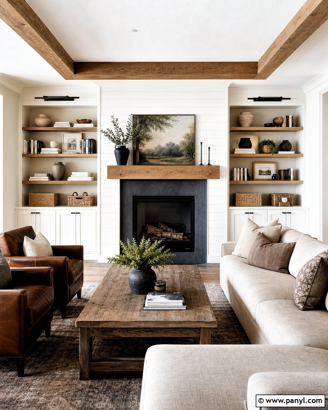 Built In Shelving Accent Wall - 20 modern farmhouse accent wall ideas