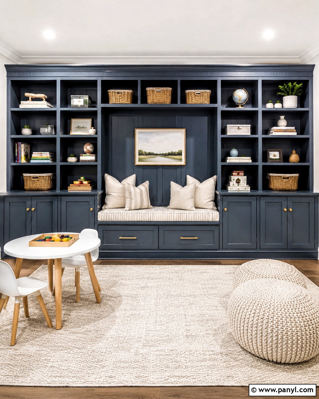 Built-In Storage Playroom Accent Wall - 20 playroom accent wall ideas