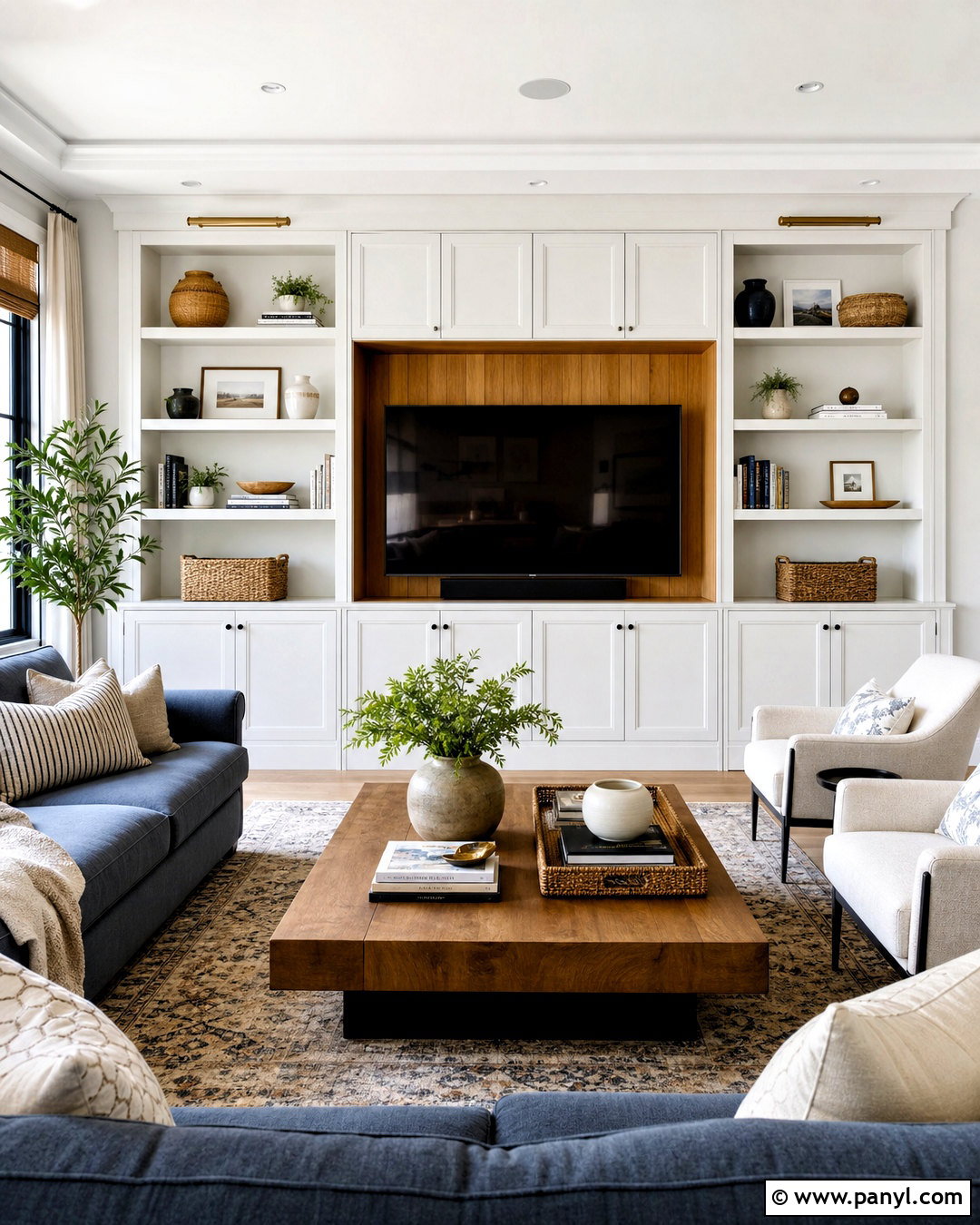 Built-In TV Accent Wall - 20 accent walls in living room with tv ideas