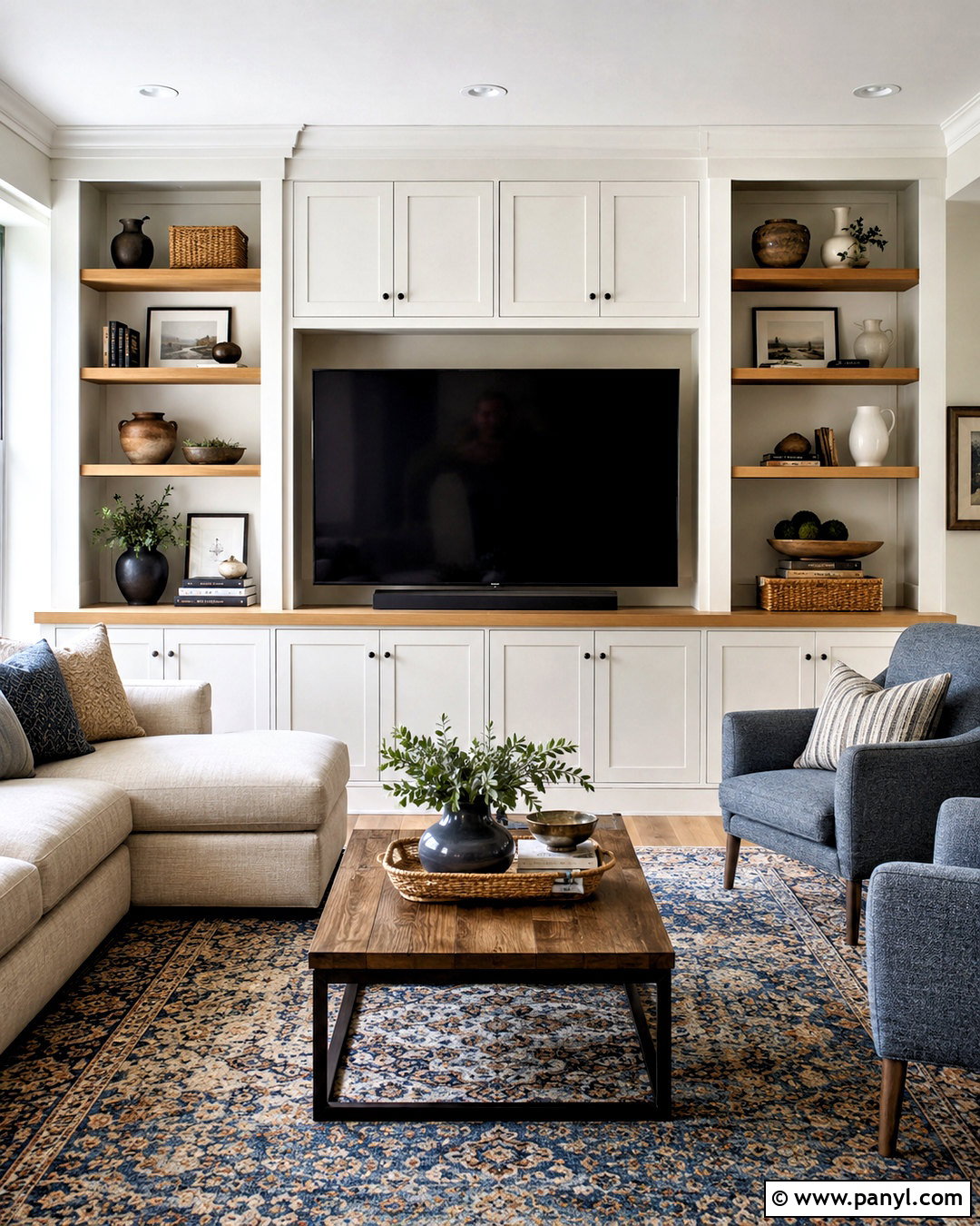 Built-In TV Wall - 20 living room decor tv wall ideas