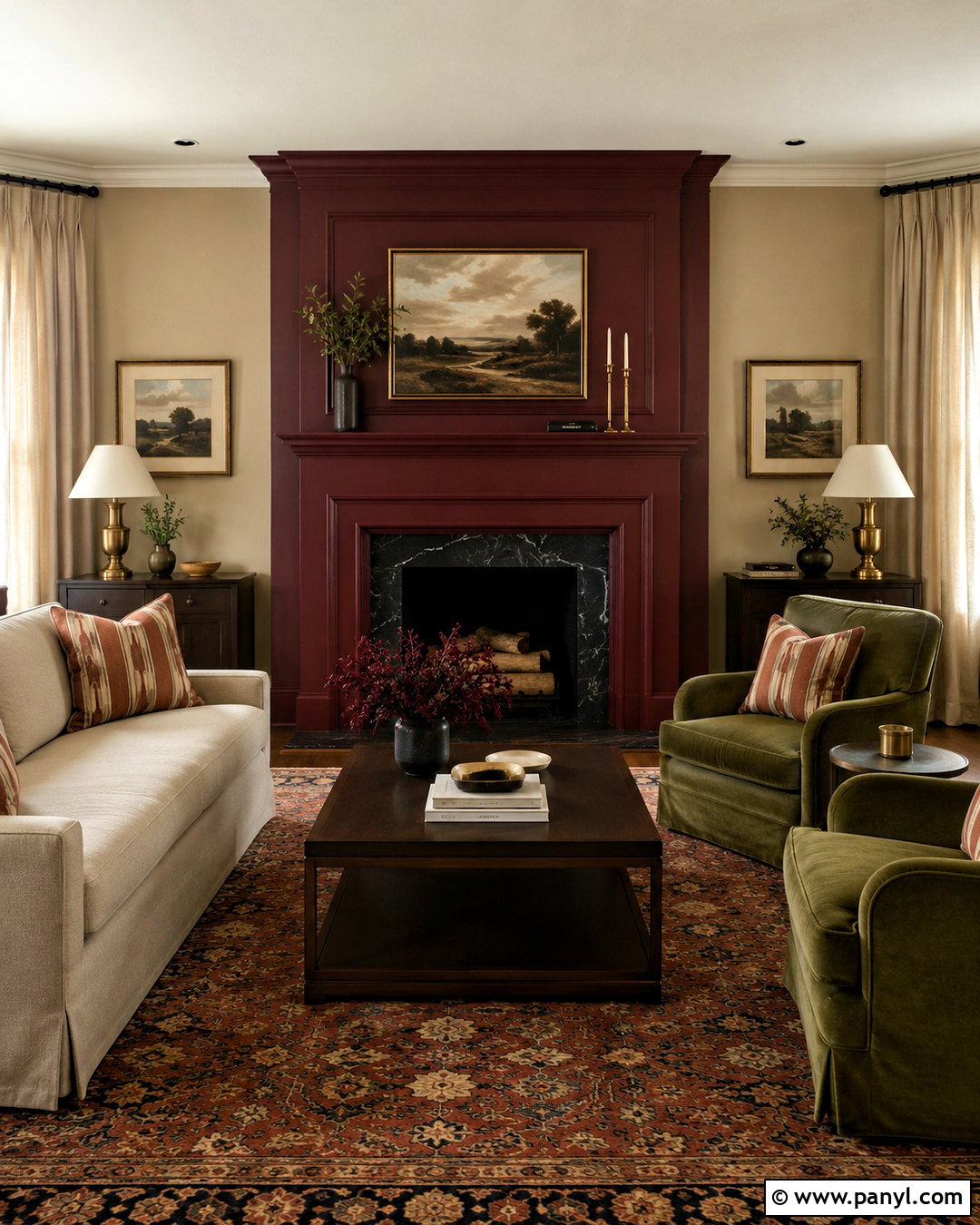 Burgundy Accent Wall - 20 living room accent wall paint colors