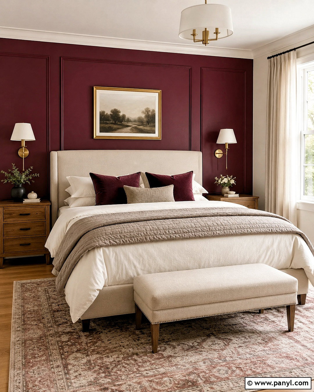 Burgundy Accent Wall Behind Bed - 20 burgundy accent wall ideas