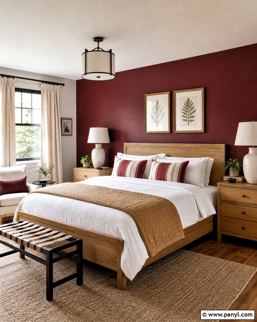 Burgundy Accent Wall In A Guest Room - 20 burgundy interior design ideas