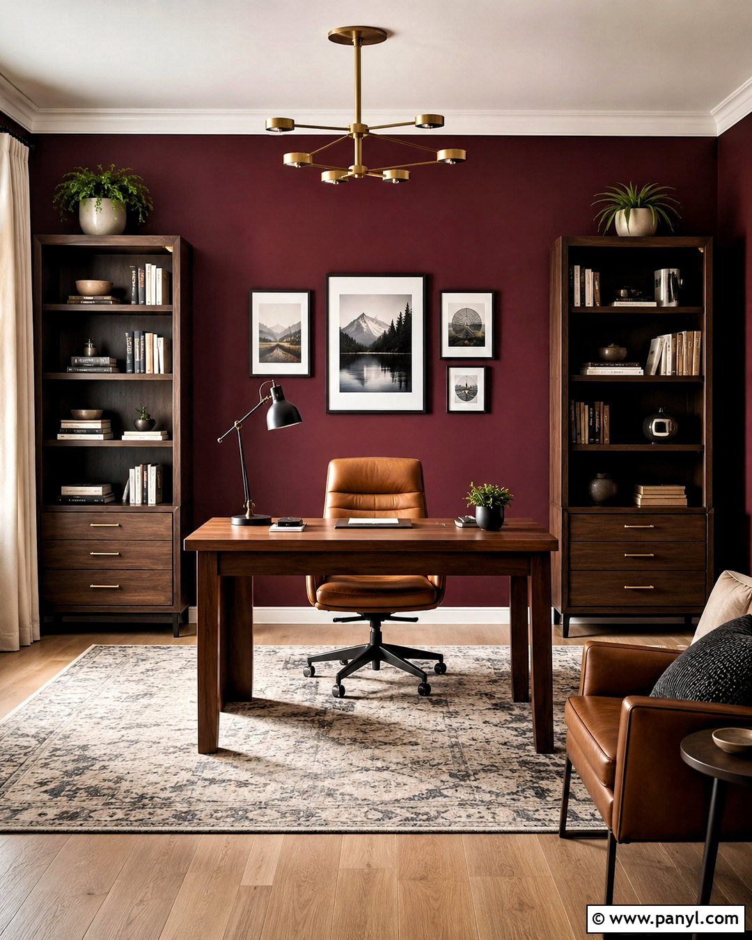 Burgundy Accent Wall In Home Office - 20 burgundy accent wall ideas
