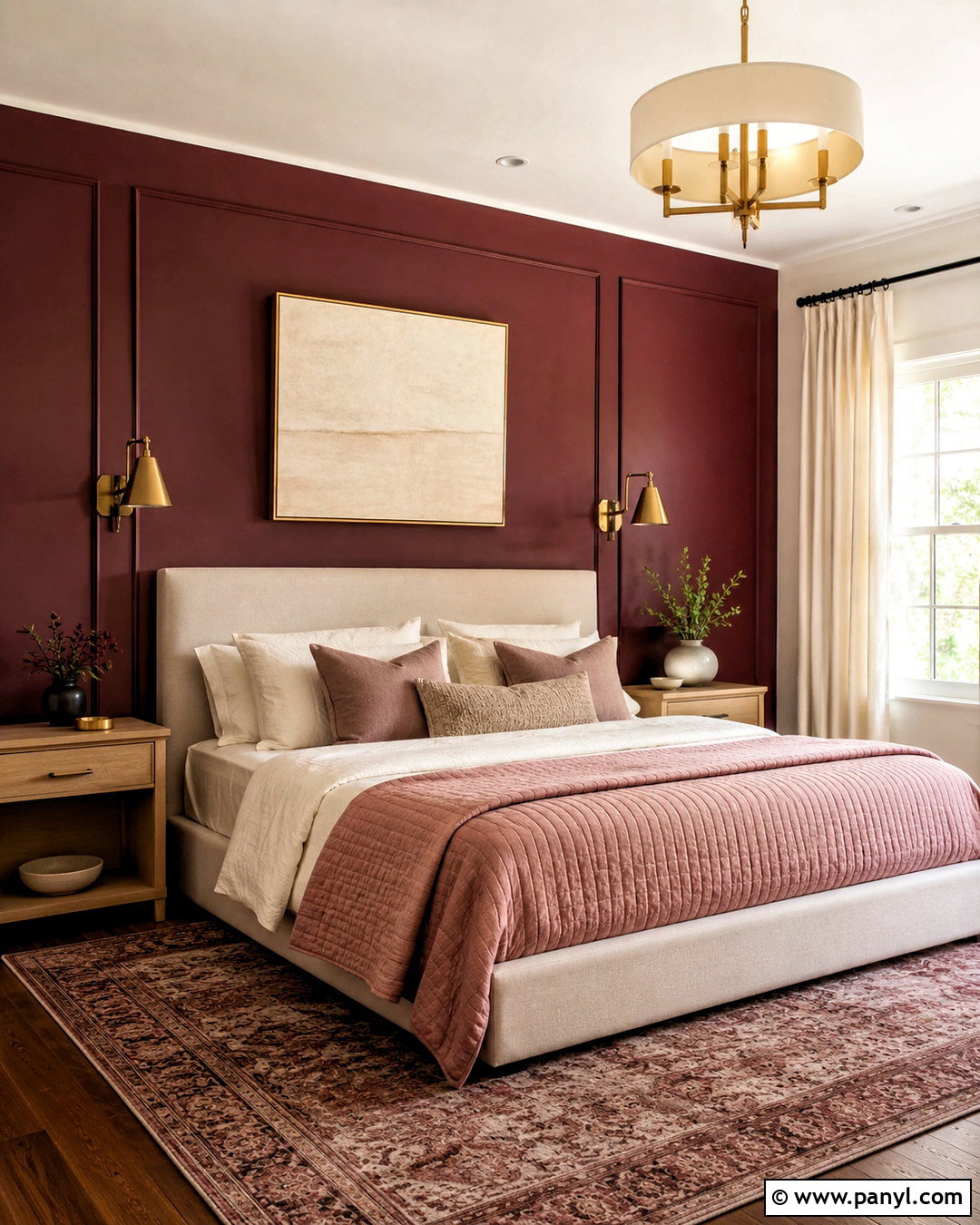Burgundy Accent Wall With Blush Pink - 20 burgundy accent wall ideas