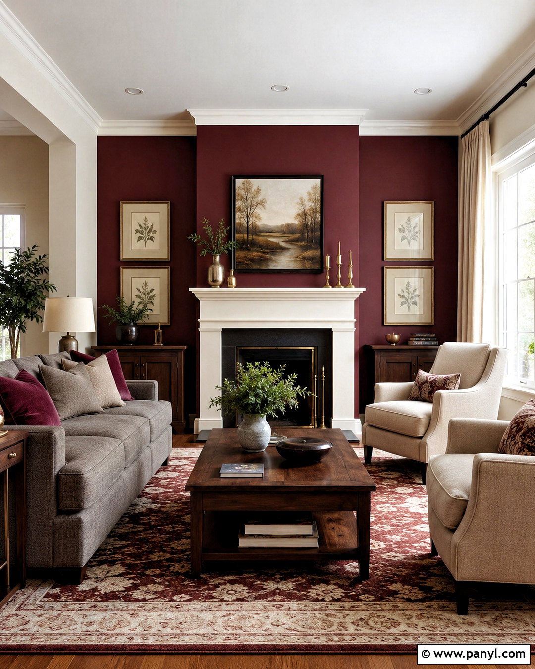 Burgundy Accent Wall With Fireplace - 20 burgundy accent wall ideas