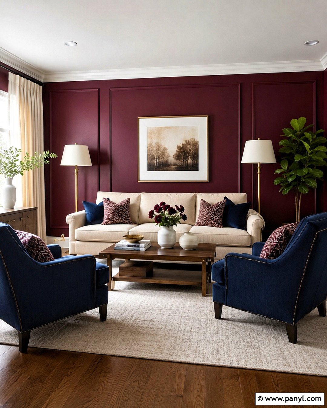 Burgundy Accent Wall With Navy Blue - 20 burgundy accent wall ideas