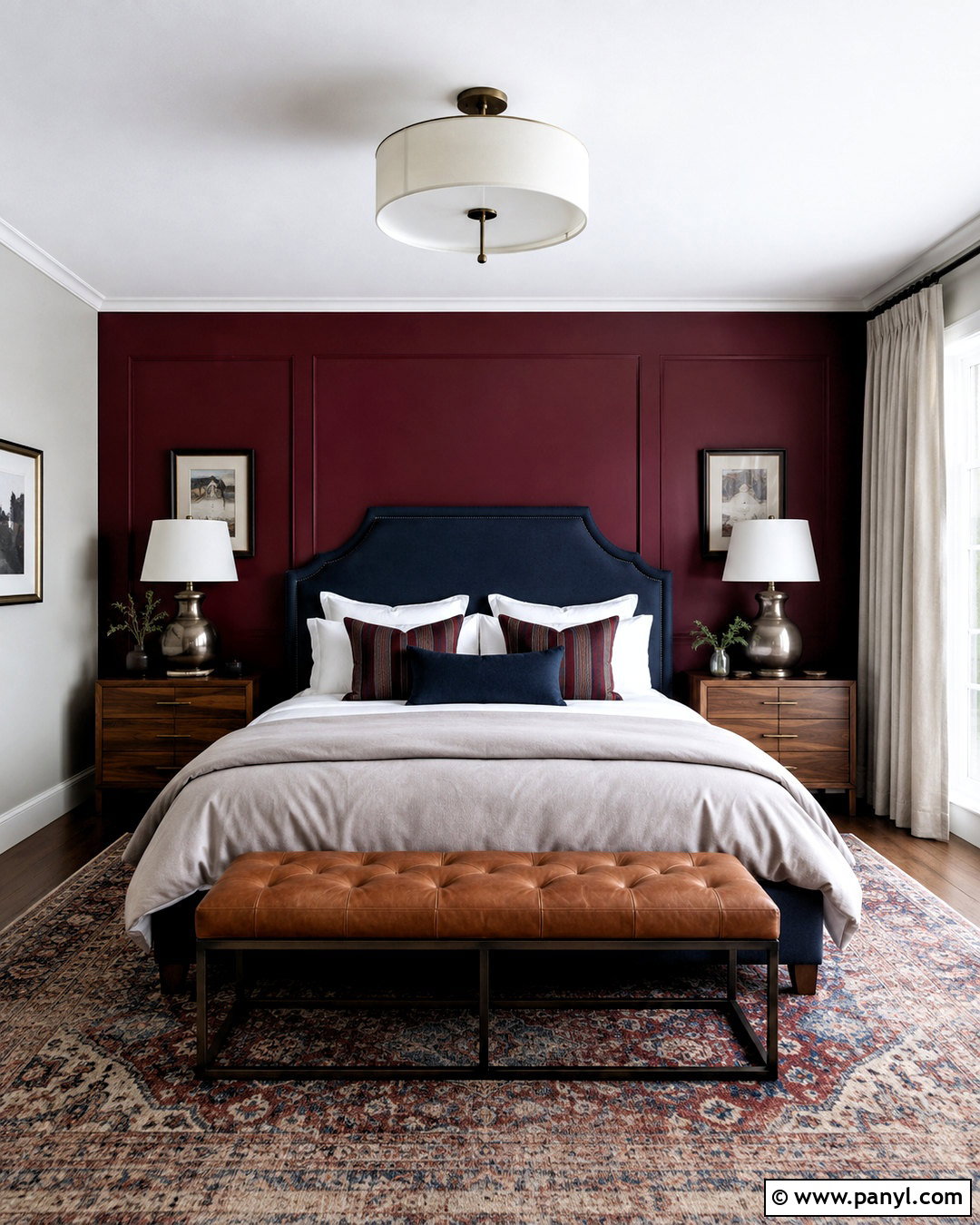 Burgundy Accent Wall With Navy Blue - 20 burgundy accent wall bedroom ideas