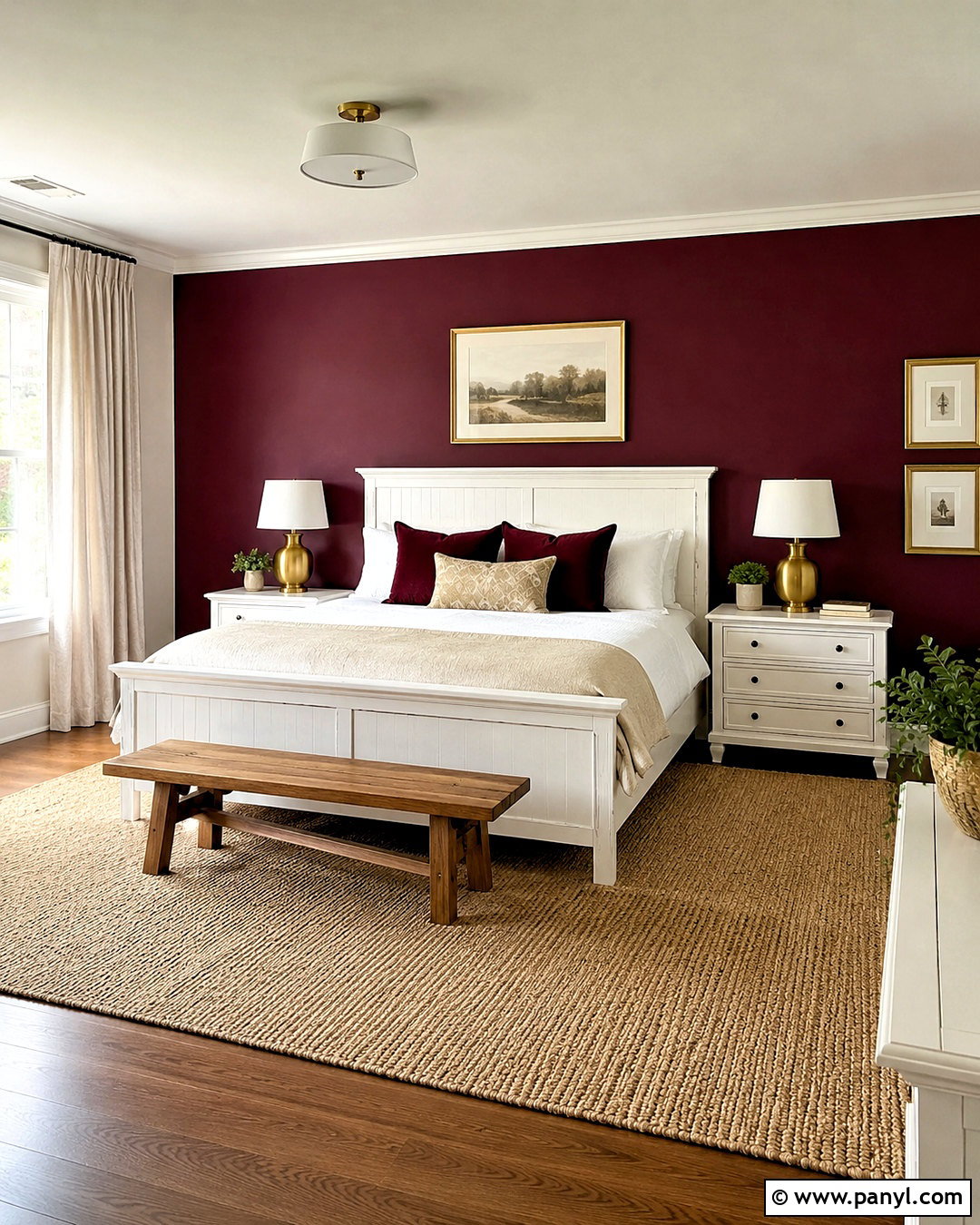 Burgundy Accent Wall With White Furniture - 20 burgundy accent wall bedroom ideas