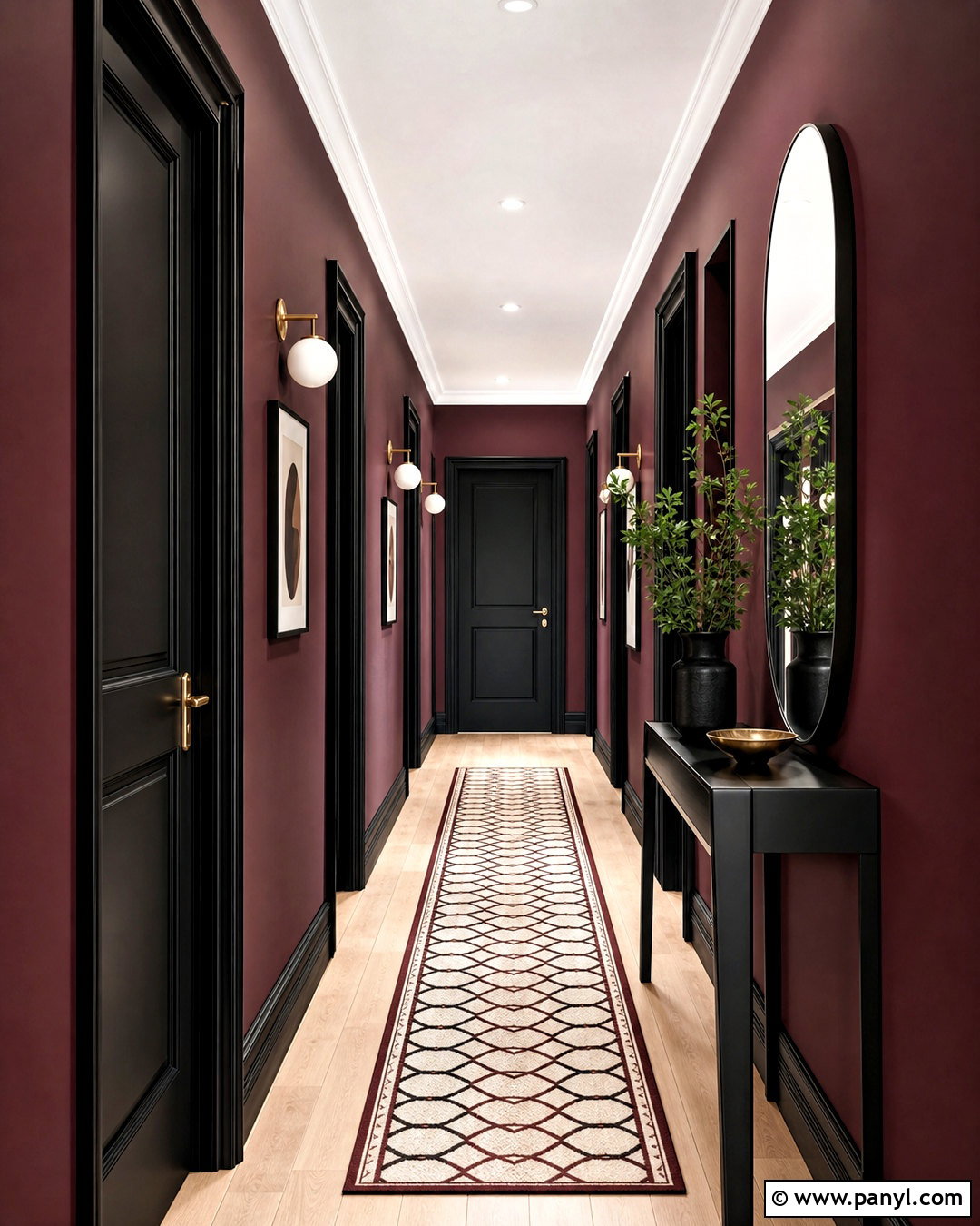 Burgundy And Black Hallway - 20 burgundy hallway ideas
