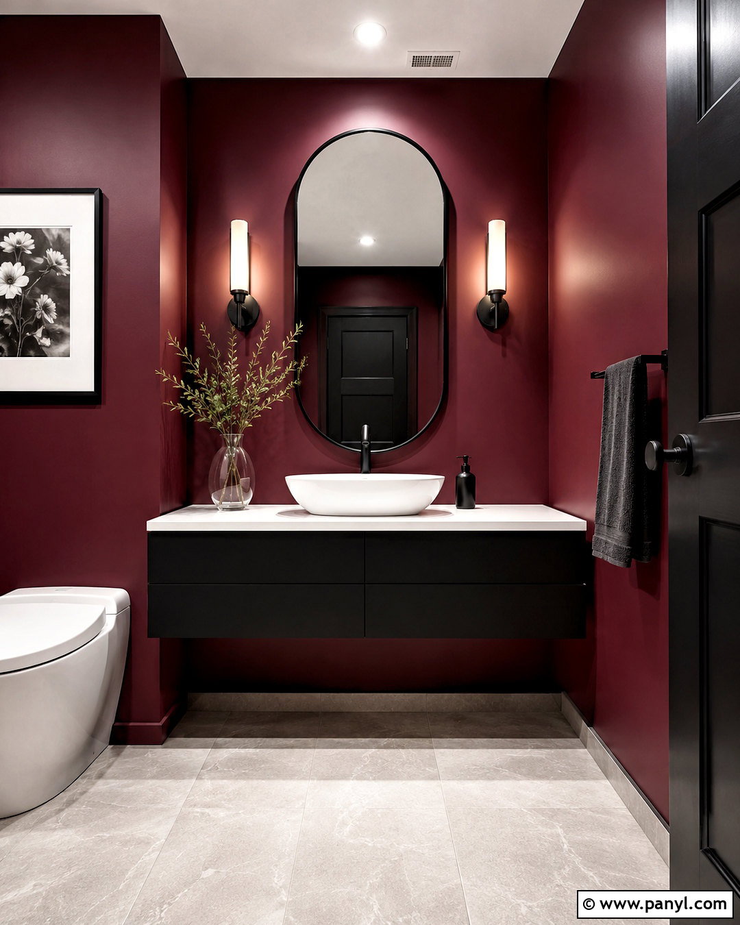 Burgundy And Black Powder Room - 20 burgundy powder room ideas