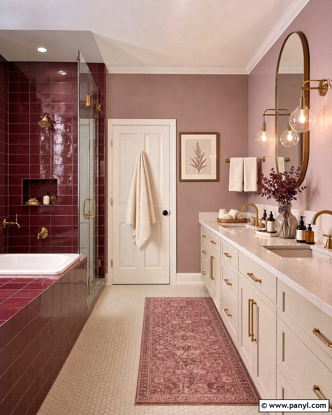Burgundy And Blush Bathroom - 20 bathroom colour ideas