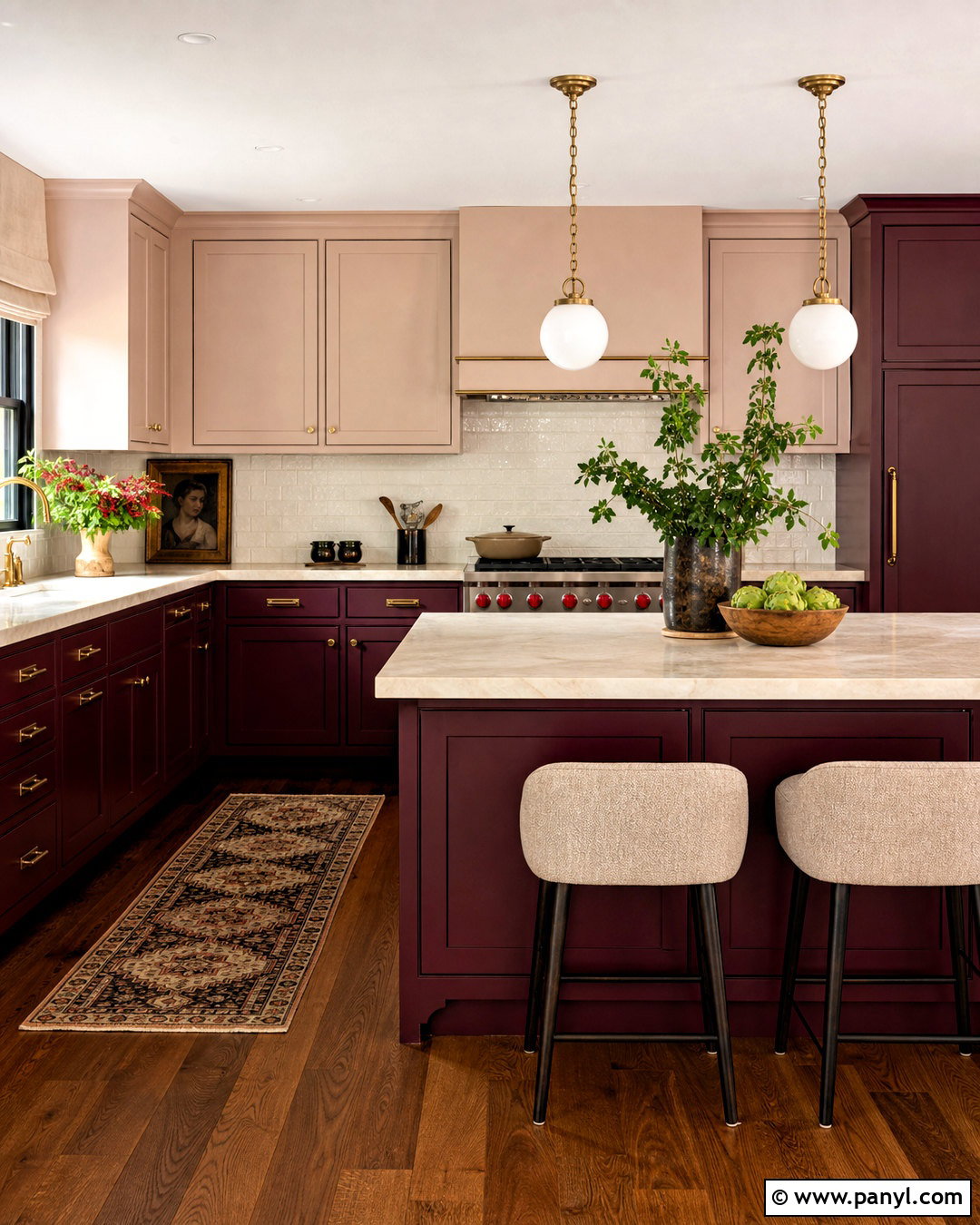 Burgundy And Blush Kitchen - 20 kitchen colours ideas