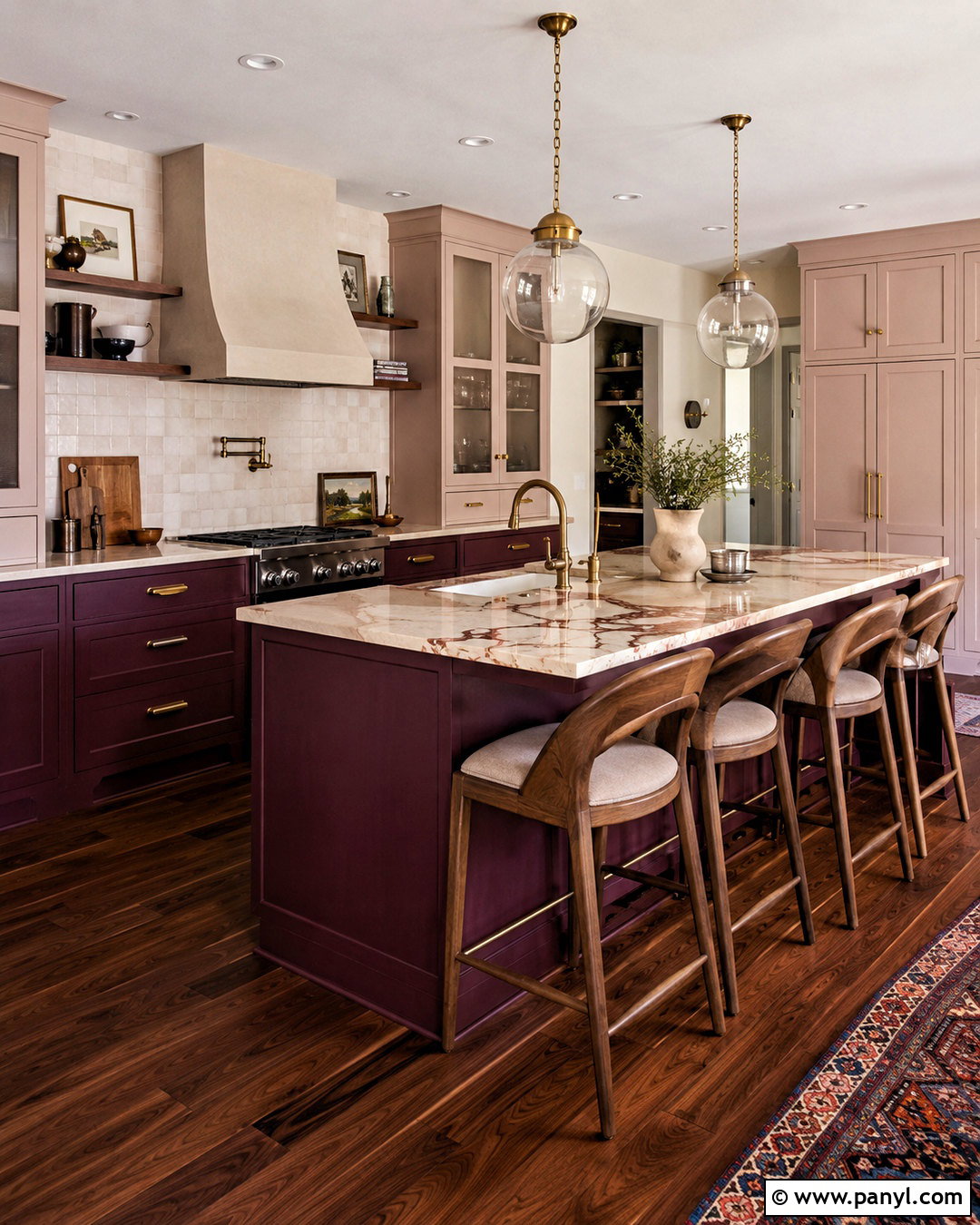 Burgundy And Blush Kitchen - 20 popular kitchen color combinations