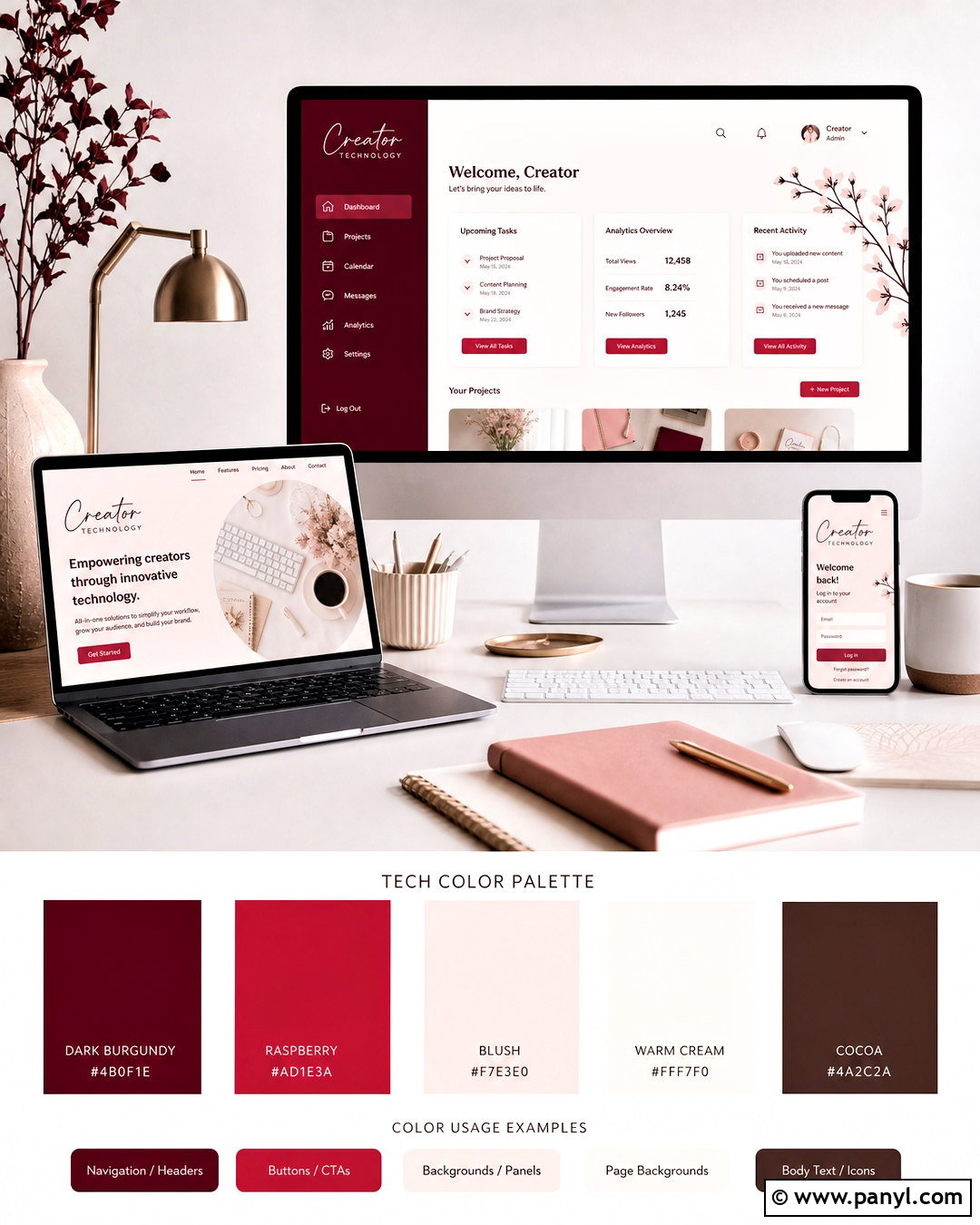 Burgundy And Blush Tech Color Palette - 20 tech colour palette ideas
