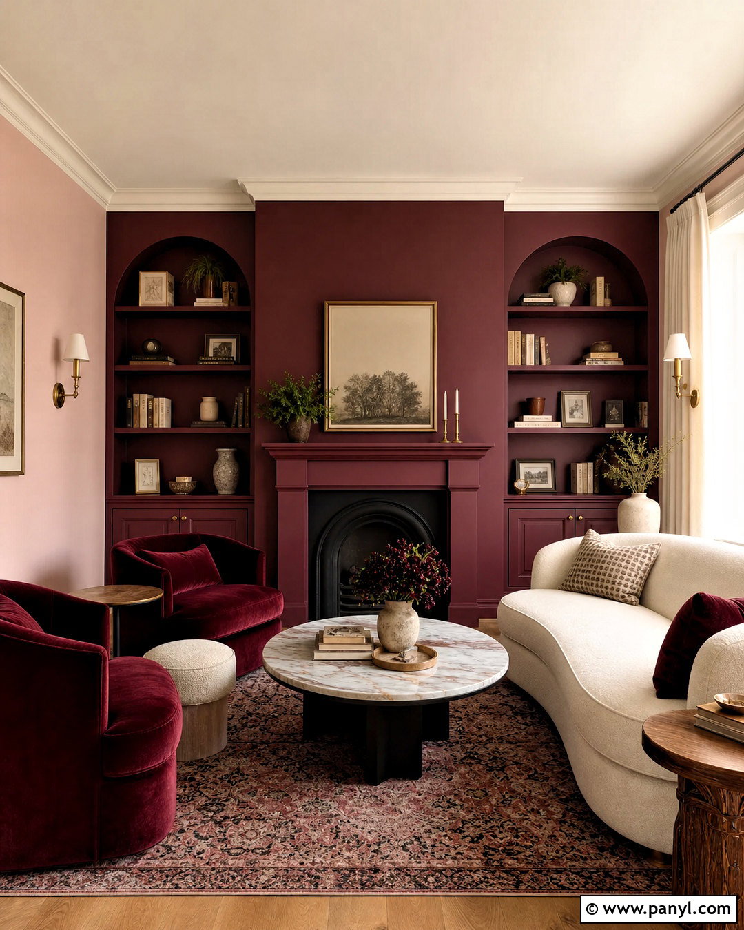 Burgundy And Blush Two Tone Sitting Room - 20 two tone room ideas