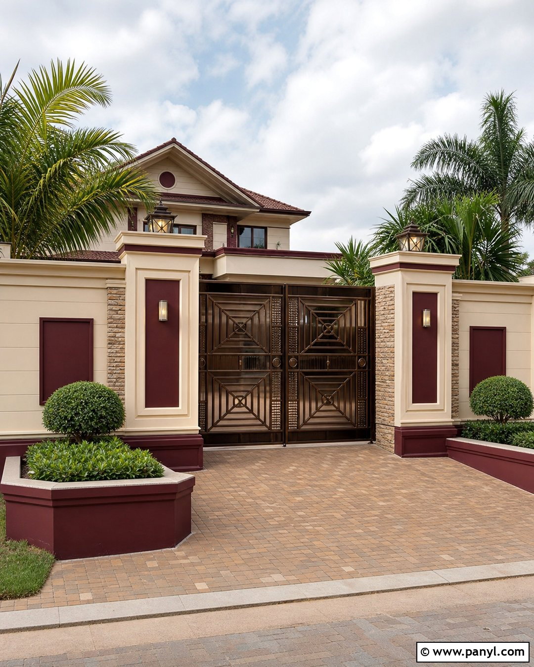 Burgundy And Cream Compound Wall - 30 compound wall colour combinations