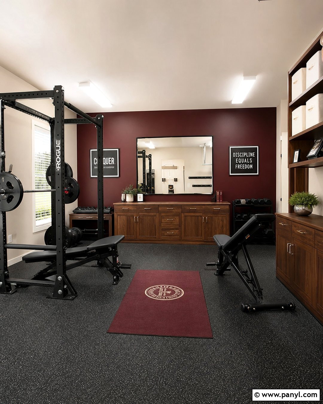Burgundy And Cream Garage Gym Walls - 20 Garage Gym Wall Color Ideas