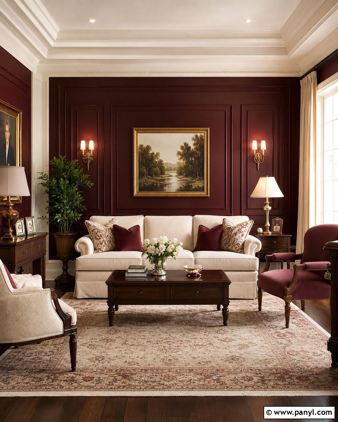 Burgundy And Cream Living Room Wall - 35 royal paint wall design for living room ideas