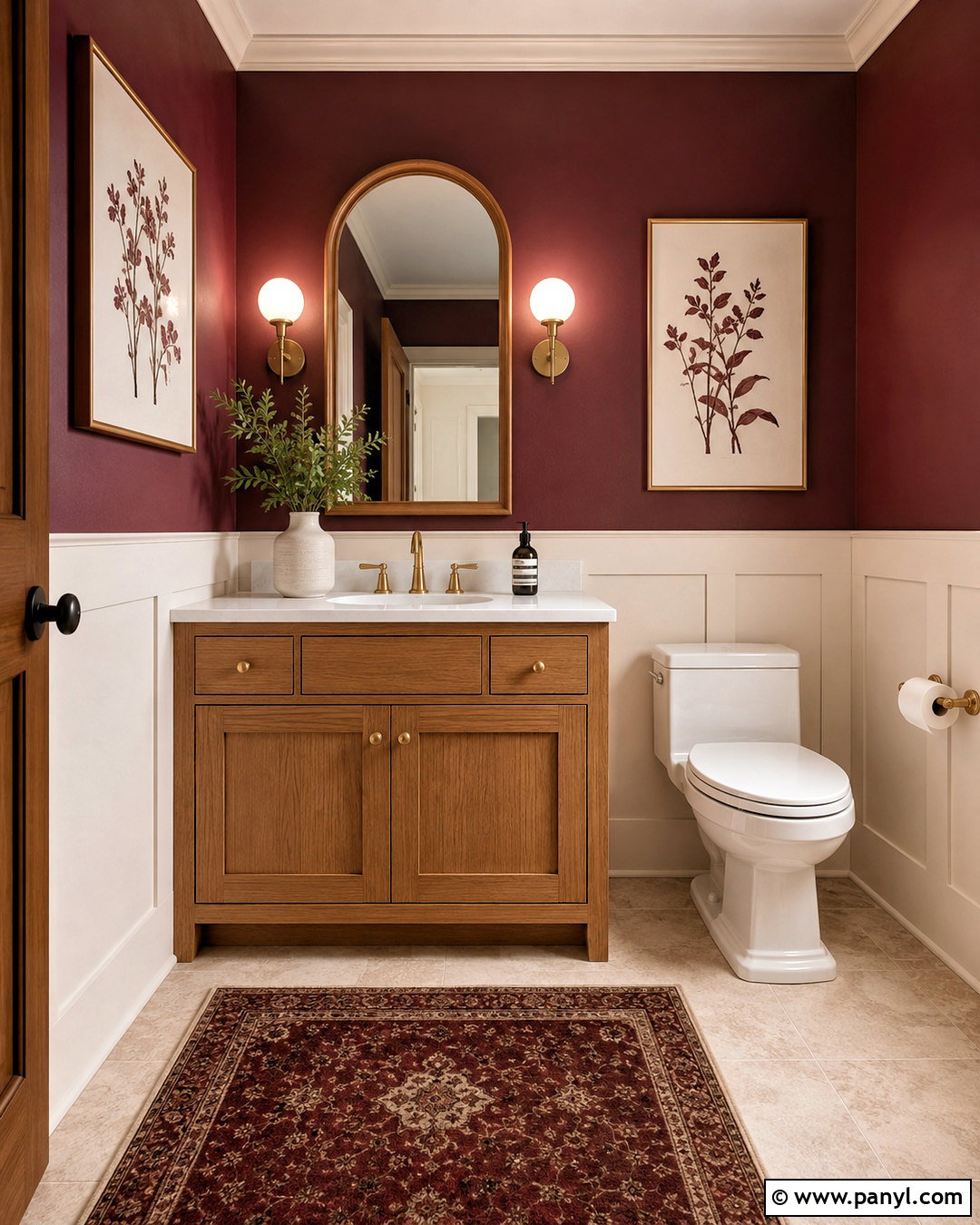 Burgundy And Cream Powder Room - 20 burgundy powder room ideas