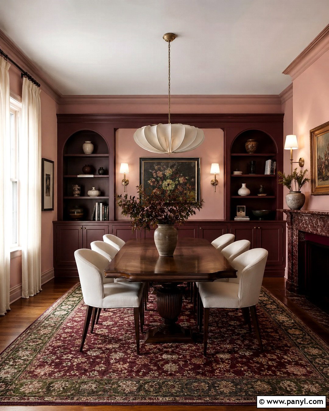 Burgundy And Dusty Pink Interior Walls - 20 Colour Combination For Interior Walls