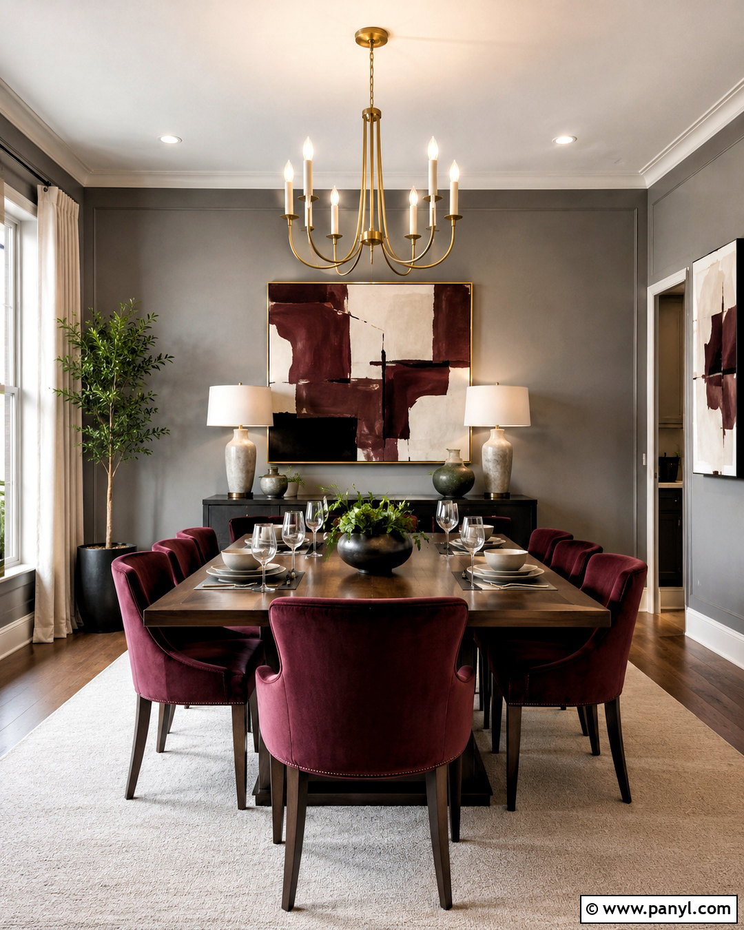Burgundy And Gray Dining Room - 20 colors that compliment gray ideas