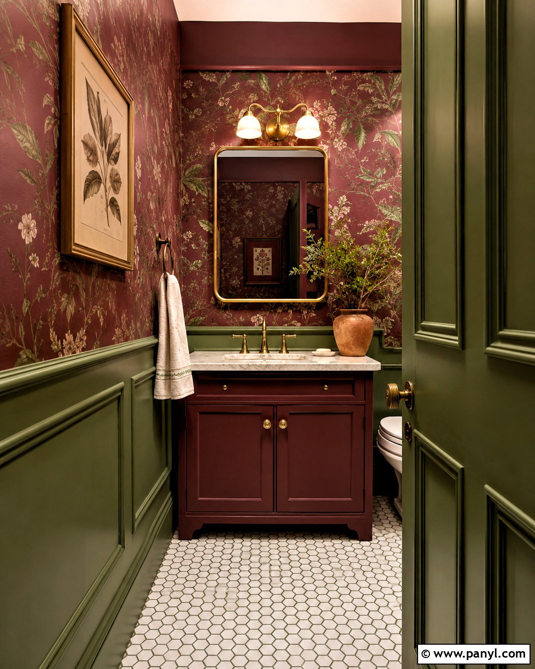Burgundy And Green Powder Room - 20 burgundy powder room ideas