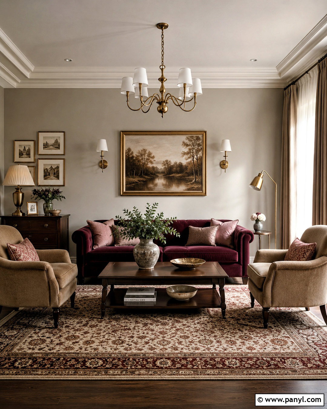 Burgundy And Greige Drawing Room - 20 drawing room colour combinations