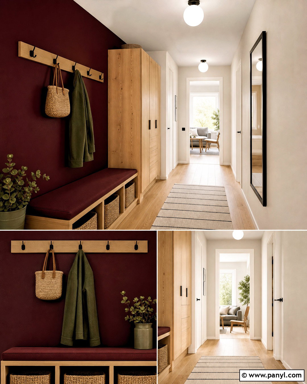 Burgundy And Light Oak Hallway - 20 burgundy hallway ideas