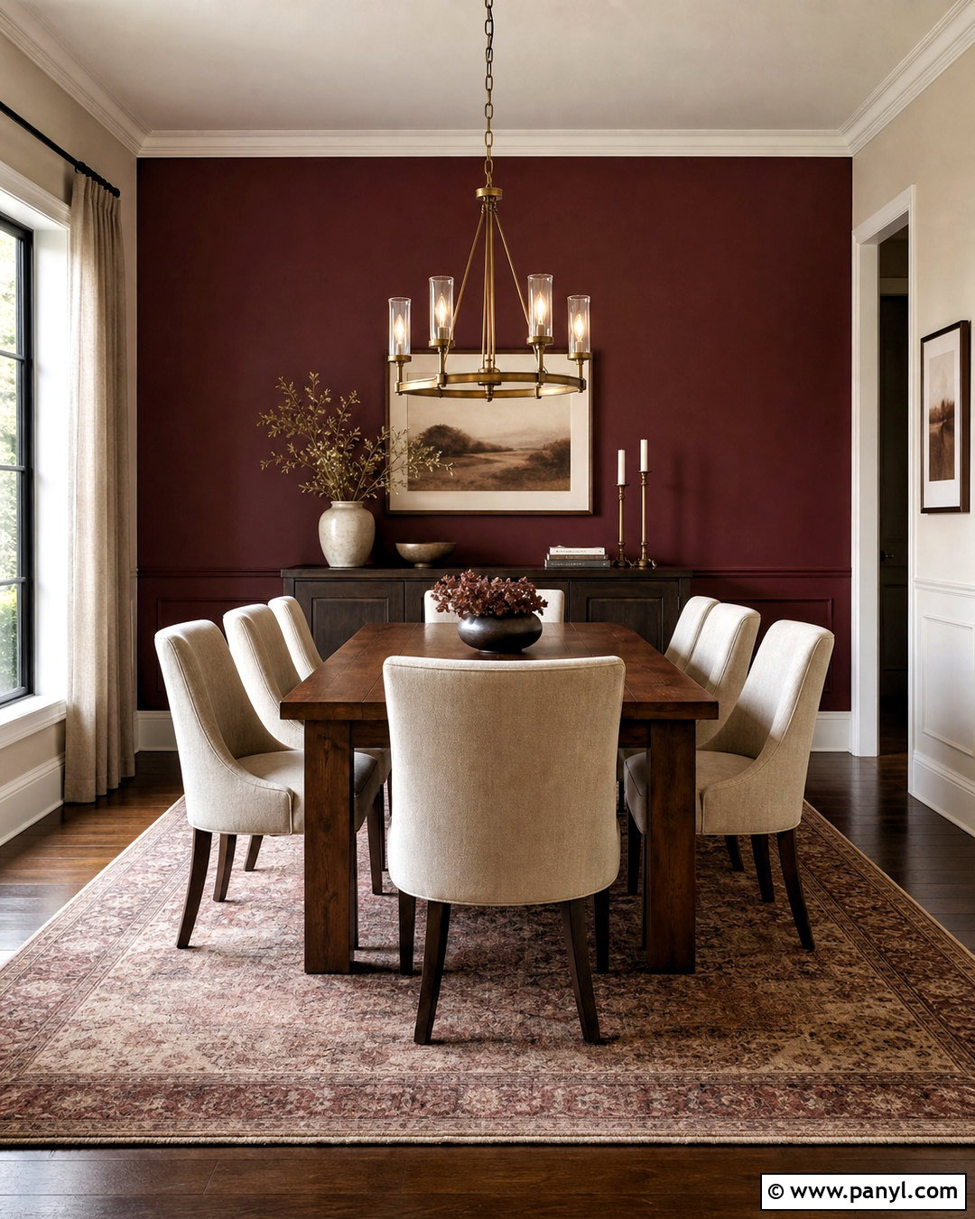 Burgundy And Mushroom Beige Wall Colour Combination - 20 wall colour combinations