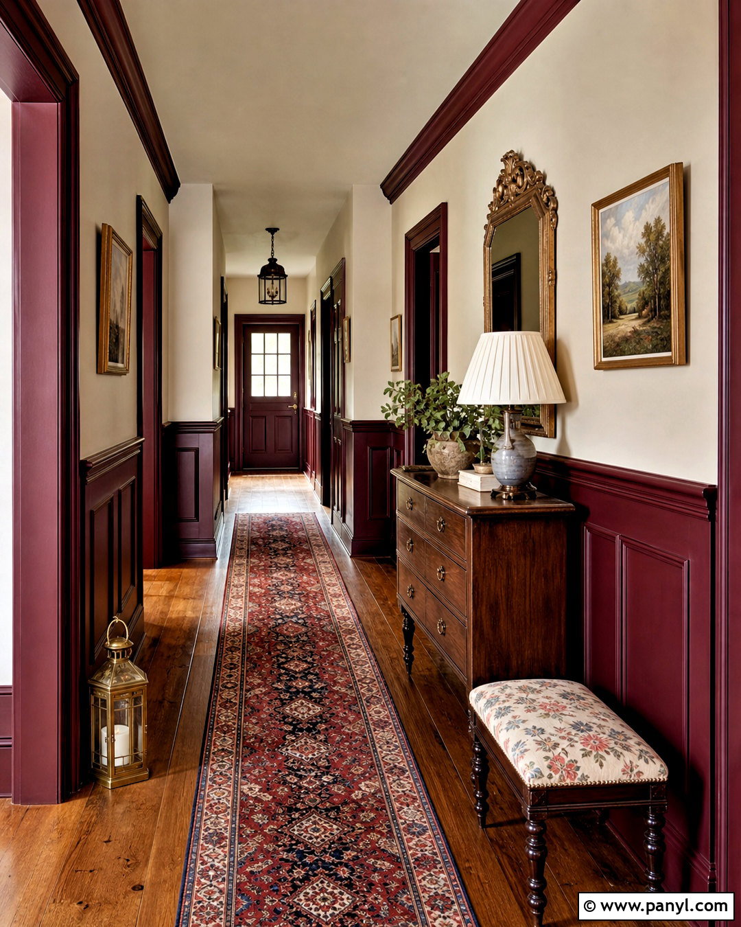 Burgundy And Mushroom Hallway - 20 two tone hallway ideas