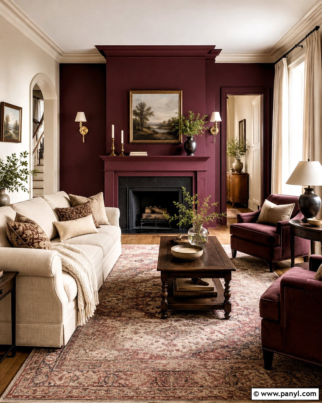 Burgundy And Muted Beige Living Room - 35 wall color combinations living rooms