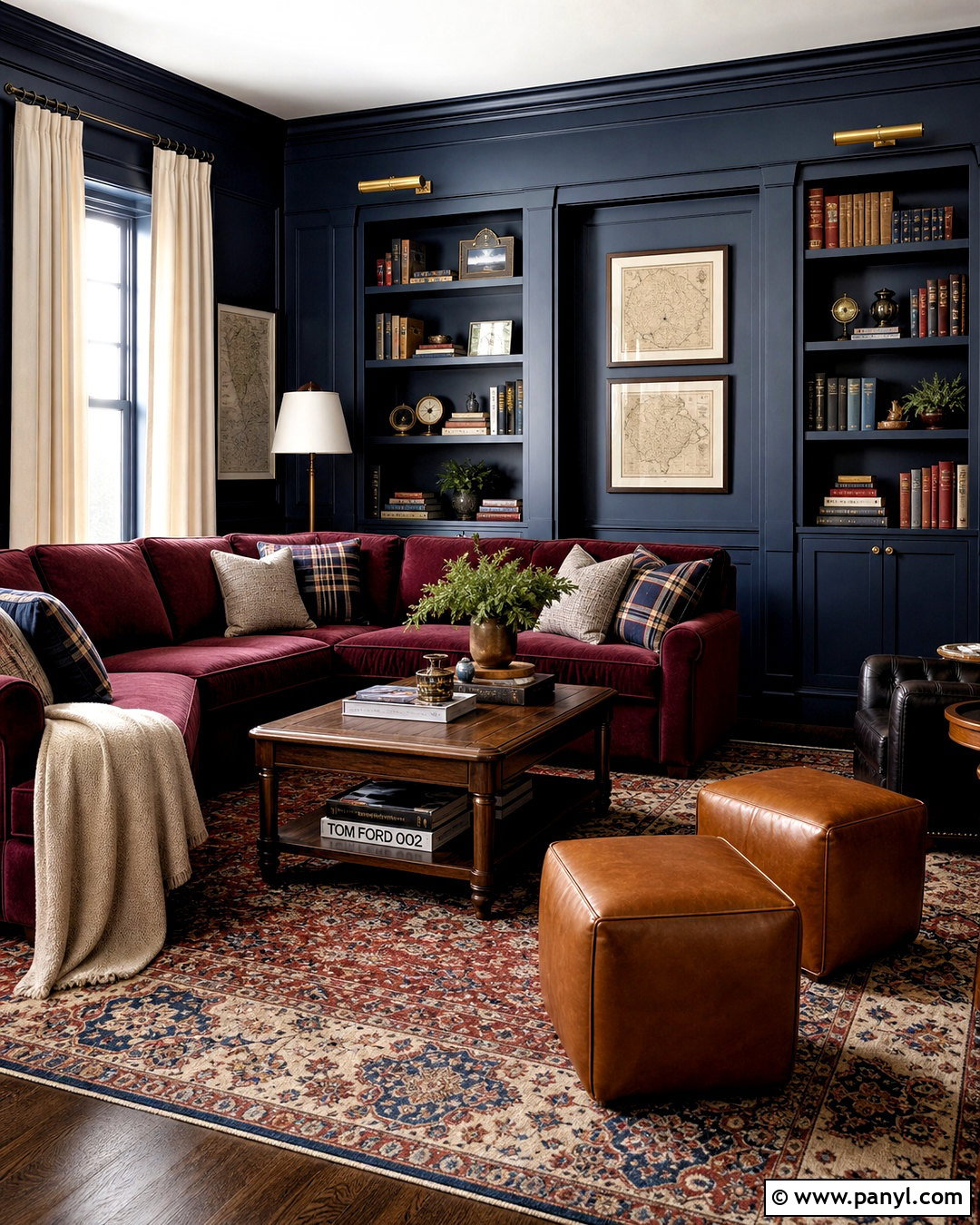 Burgundy And Navy Blue Den - 20 burgundy interior design ideas