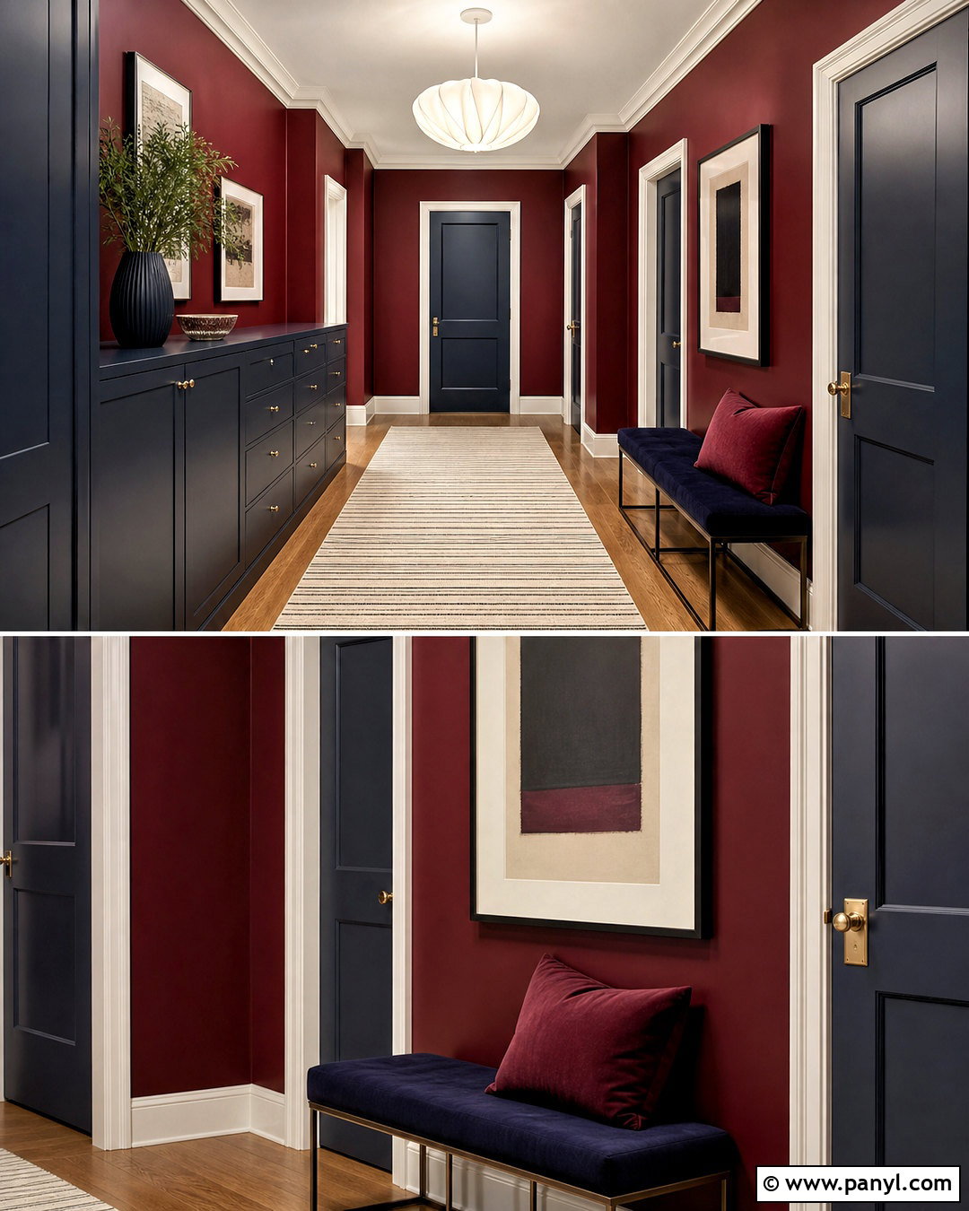 Burgundy And Navy Hallway - 20 burgundy hallway ideas